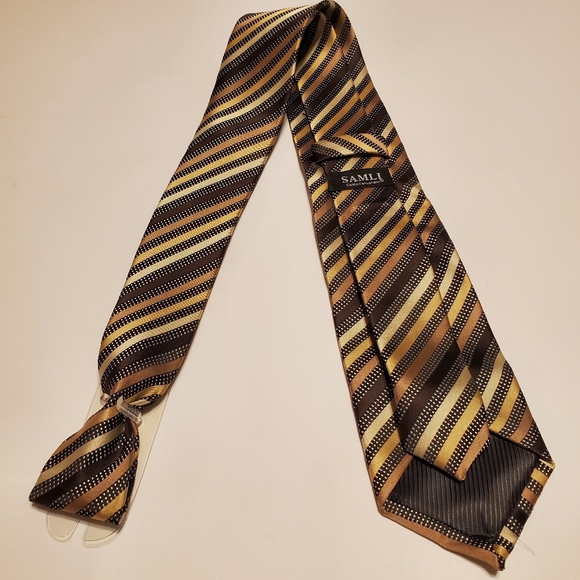 Samli Gold Stripe Tie - Picture 5 of 5